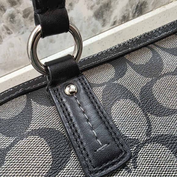 Coach Vermillion Covered Canvas Leather Sig Stripe PVC Satchel Bag - Like New - Picture 11 of 13